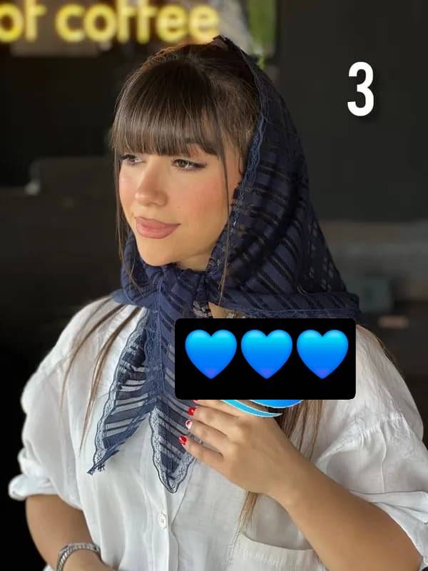 روسری سه گوش دانتل حاشیه گیپور