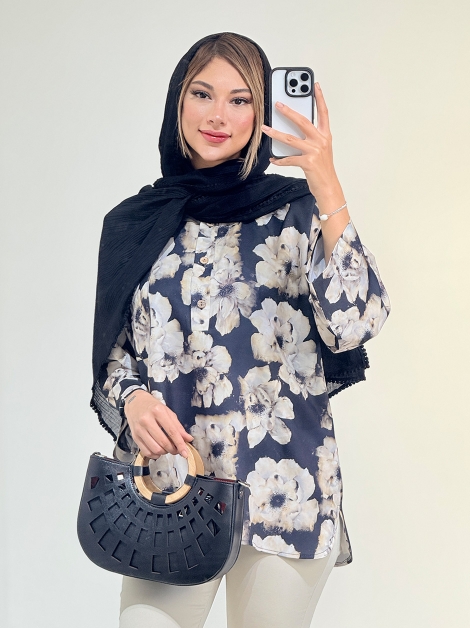 شومیز جلوبسته گلدار کد 19186