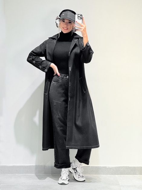 مانتو بلند پشت دکمه کد 20090