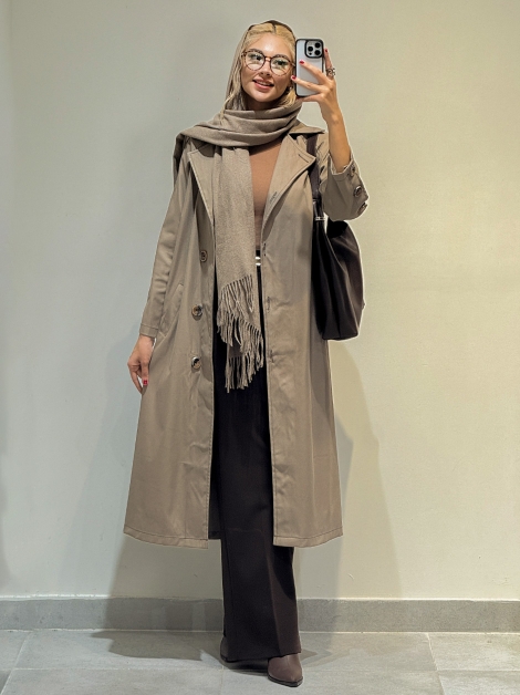 مانتو بلند پشت دکمه کد 20090