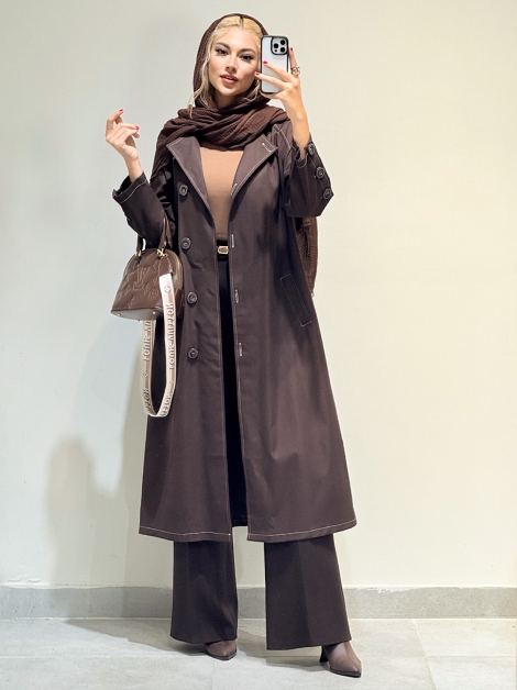 مانتو بلند پشت دکمه کد 20090