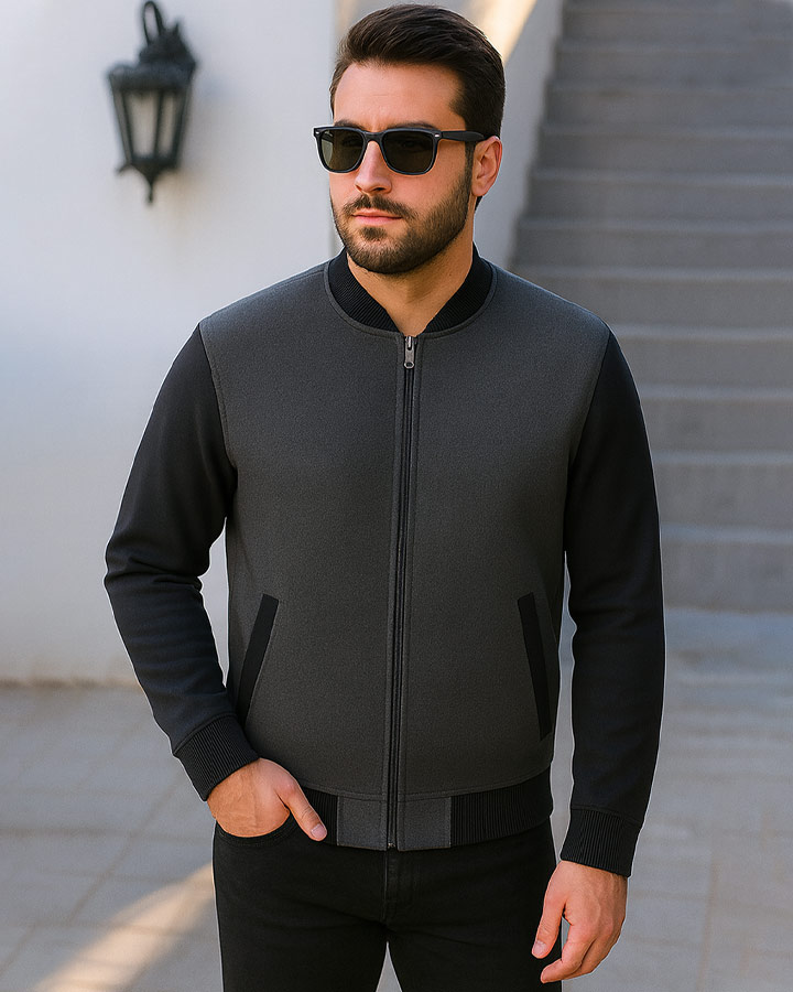 سویشرت بافت مردانه زیپ دار مدل SEASON