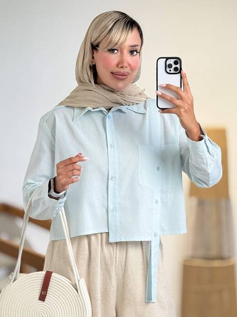 شومیز باکسی تک جیب کد 21204