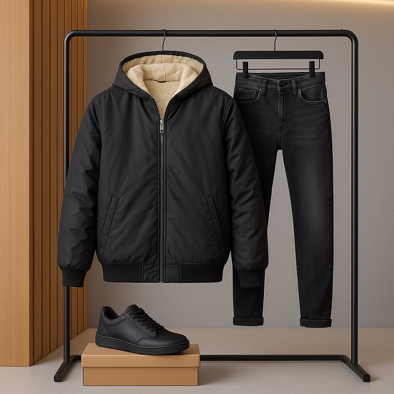 کاپشن مردانه مشکی داخل تمام خز مدل adidas-مشکی