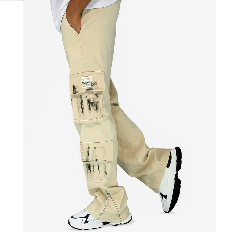 شلوار کارگو شش جیب پایین زیپ