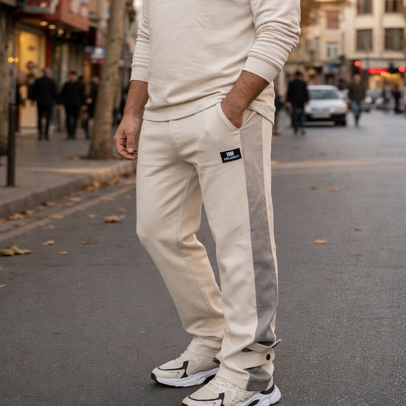 شلوار بنگال مردانه نوار پهن پایین دکمه مدل Mehrad