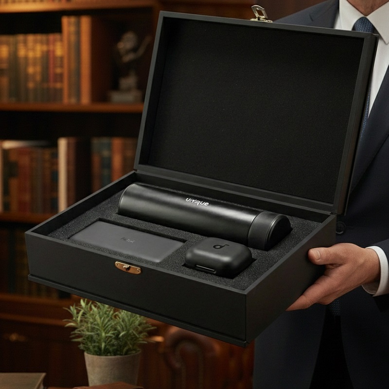 پکیج هدیه سازمانی مدیران (پاوربانک 20هزار شیائومی هدفون بلوتوثی انکر R50 فلاسک دماسنج دار جعبه لاکچری)