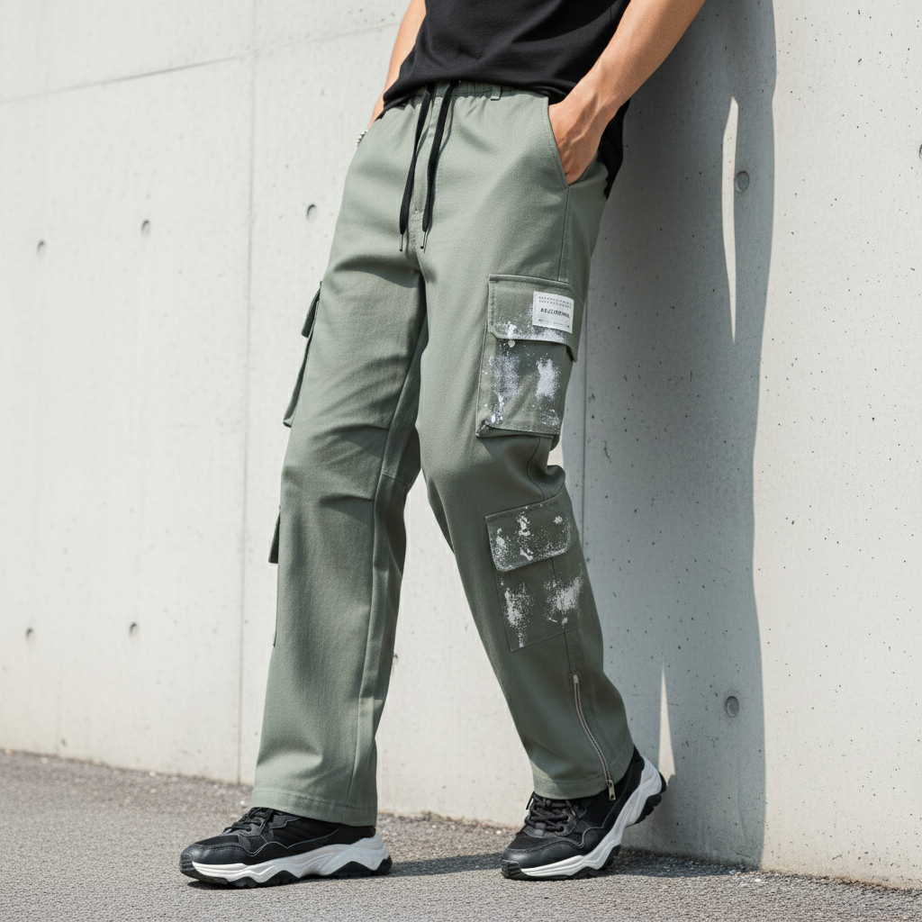 شلوار کارگو شش جیب پایین زیپ