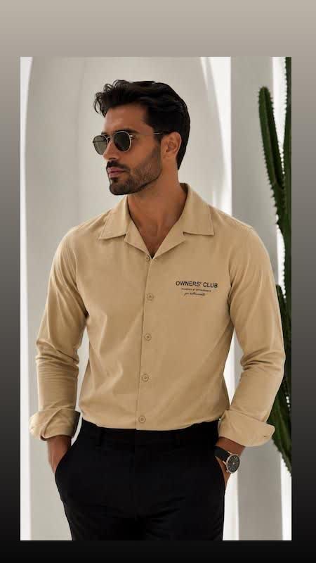 پیراهن مردانه آستین‌بلند یقه انگلیسی ✨  👔 کد: ۲۶۸۷