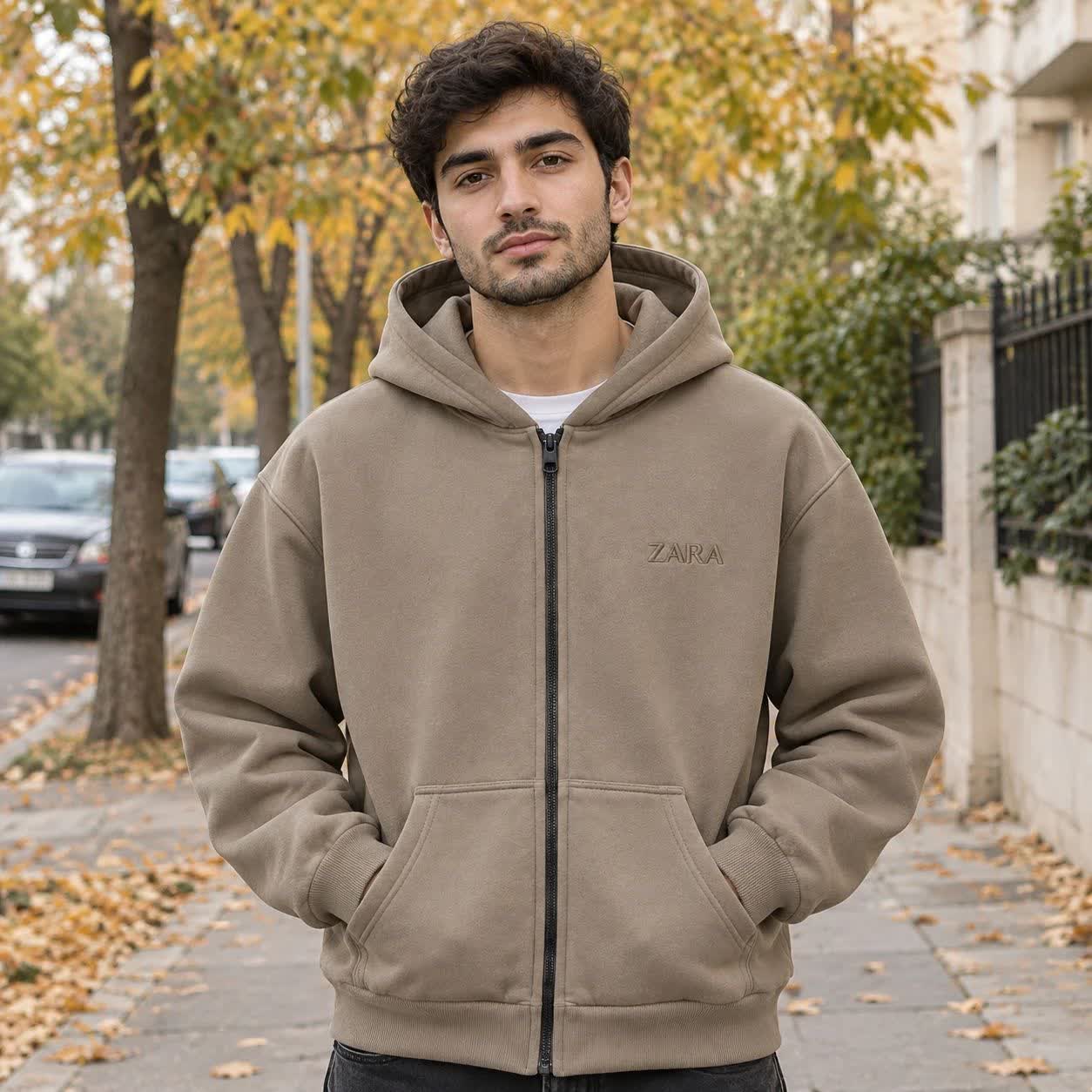 هودی زیپ‌دار مردانه ZARA