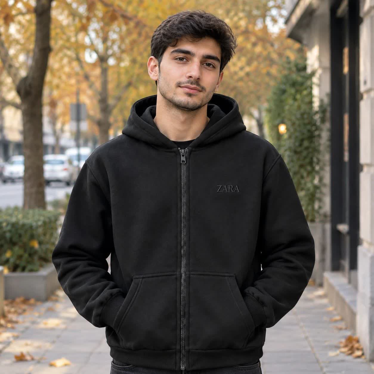 هودی زیپدار مردانه ZARA