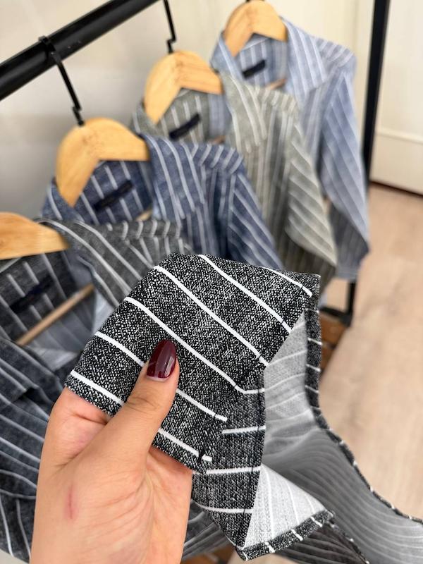 پیراهن آستین بلند راه راه دنیم