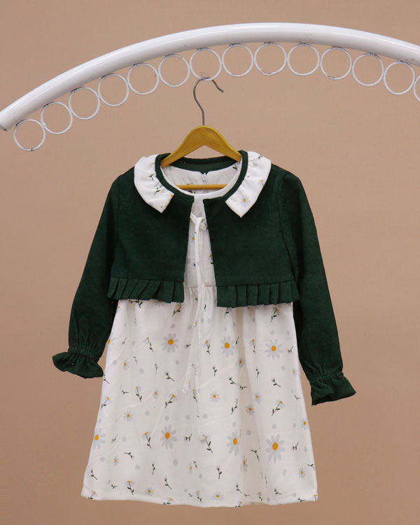 پیراهن گل بابونه و کت کبریتی