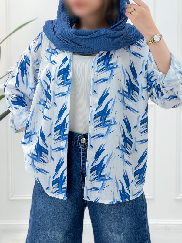 شومیز مانتویی آبرنگی