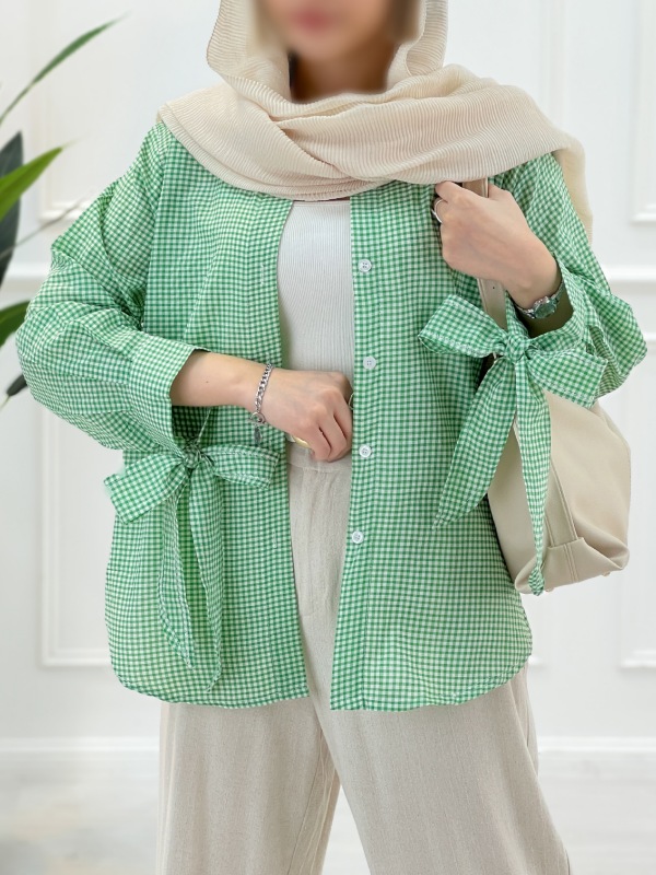 شومیز مانتویی آستین گره