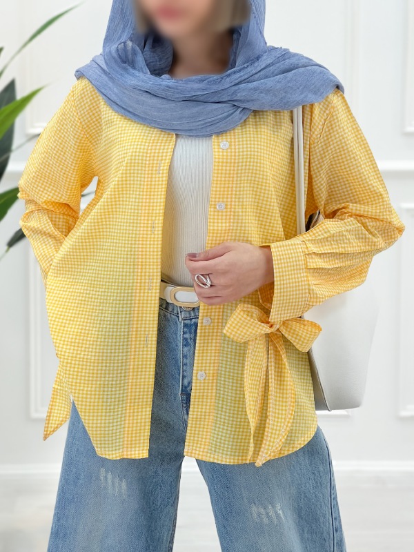 شومیز مانتویی آستین گره