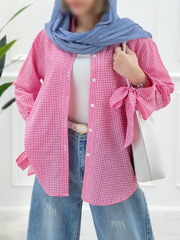 شومیز مانتویی آستین گره