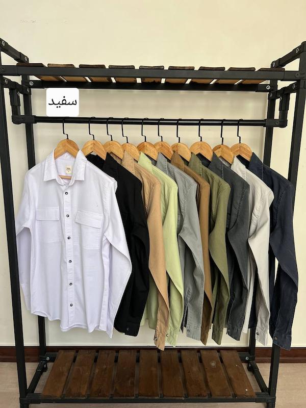 پیراهن آستین بلند کتان دو جیب