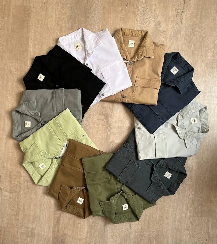 پیراهن آستین بلند کتان دو جیب