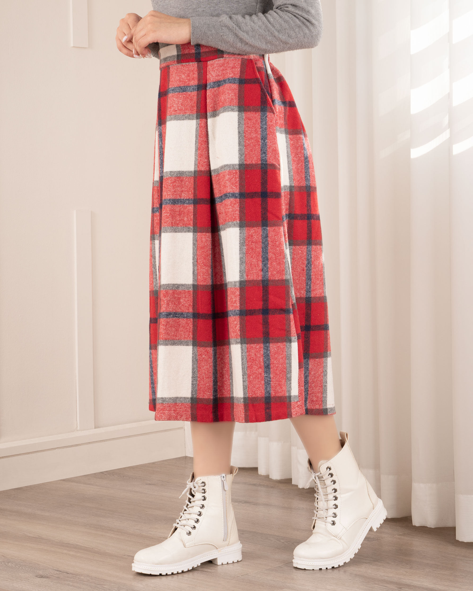 دامن چهارخونه قرمز کد 27102