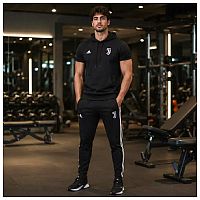 ست تیشرت کلاهدار و شلوار مردانه مدل Juventus-مشکی