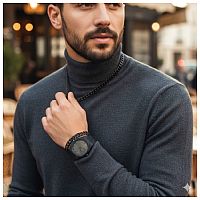 ست مردانه ساعت و دستبند و گردنبند solid black-مشکی