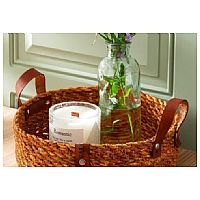 سبد حصیری دسته چرم