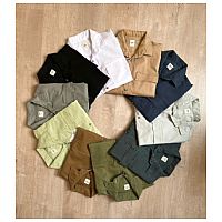 پیراهن آستین بلند کتان دو جیب